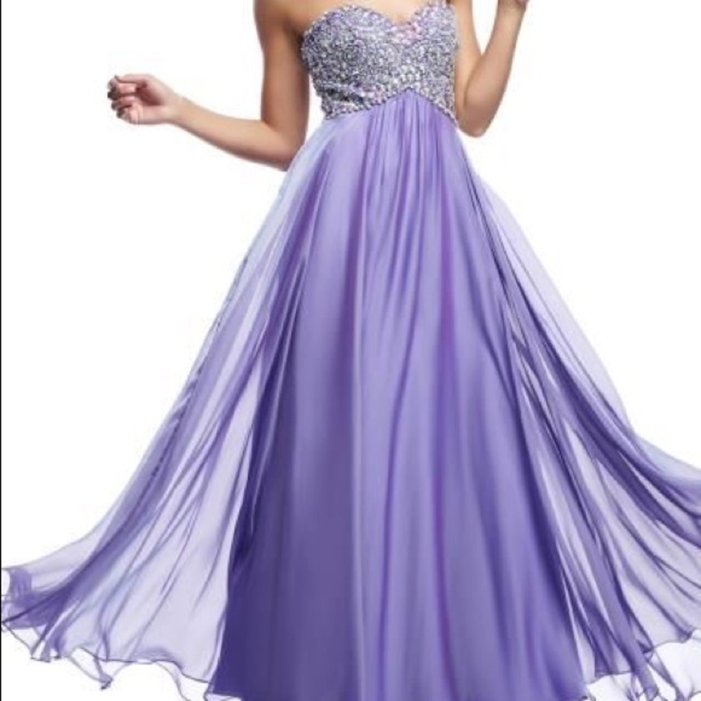 Elegant Purple Strapless Prom Dress
